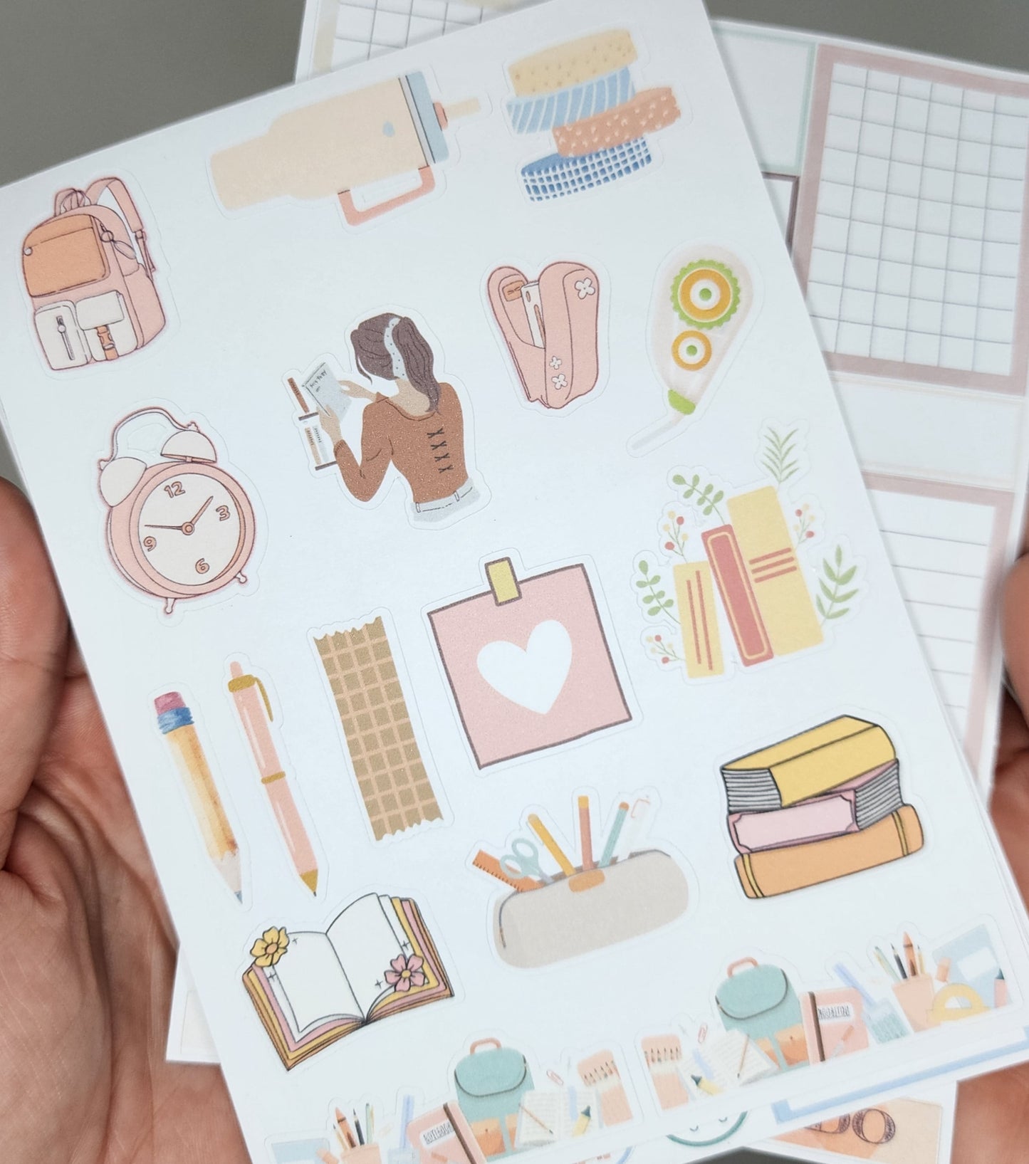 Kit de Stickers (5 Hojas) Funcionales para Estudiantes y Profesionales-Ideal Para Agenda/Journal/Libretas/Calendario