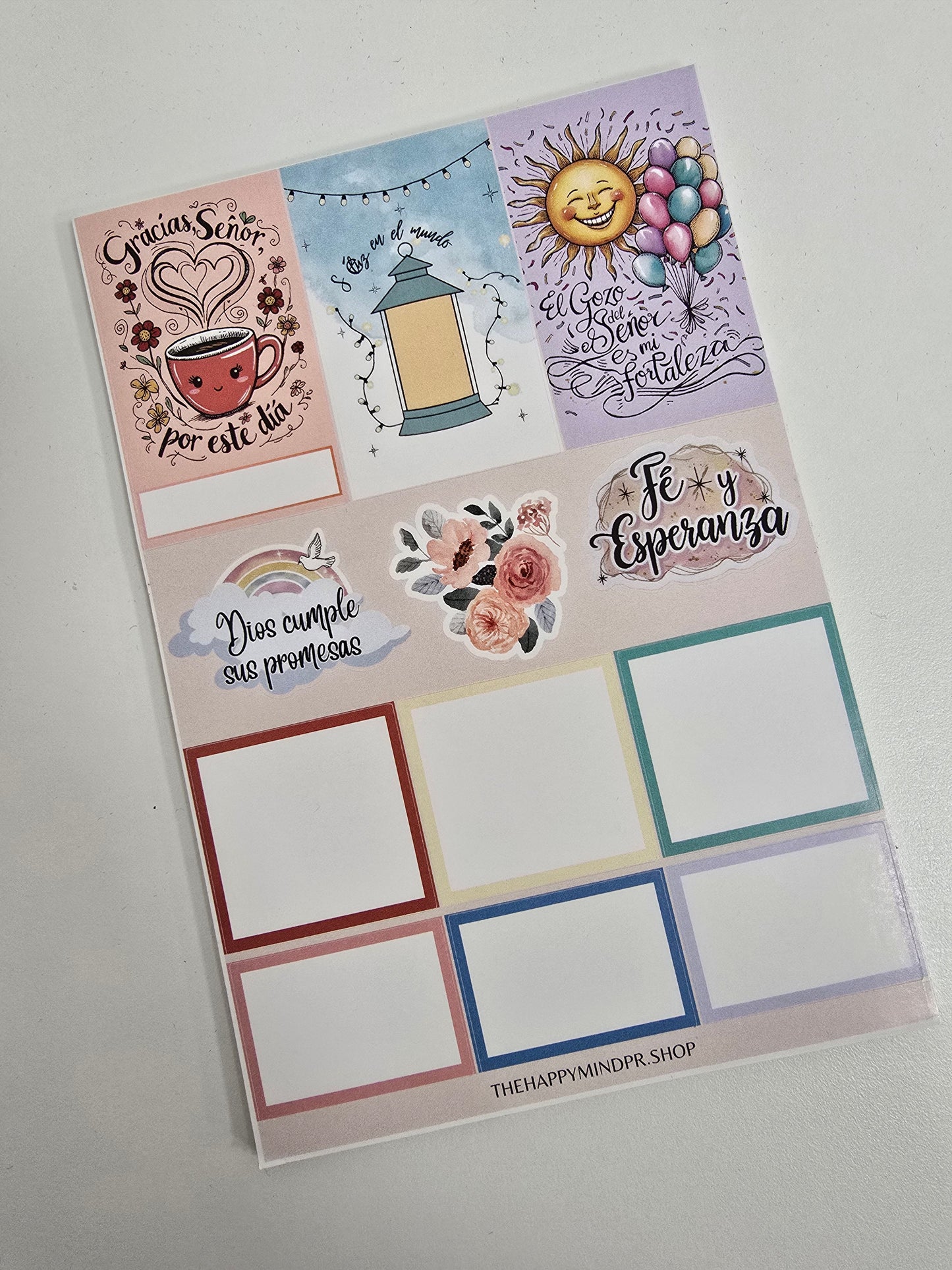 Kit de Stickers (5 Hojas) "Fe & Primavera" Para Agenda/Journal/Libretas