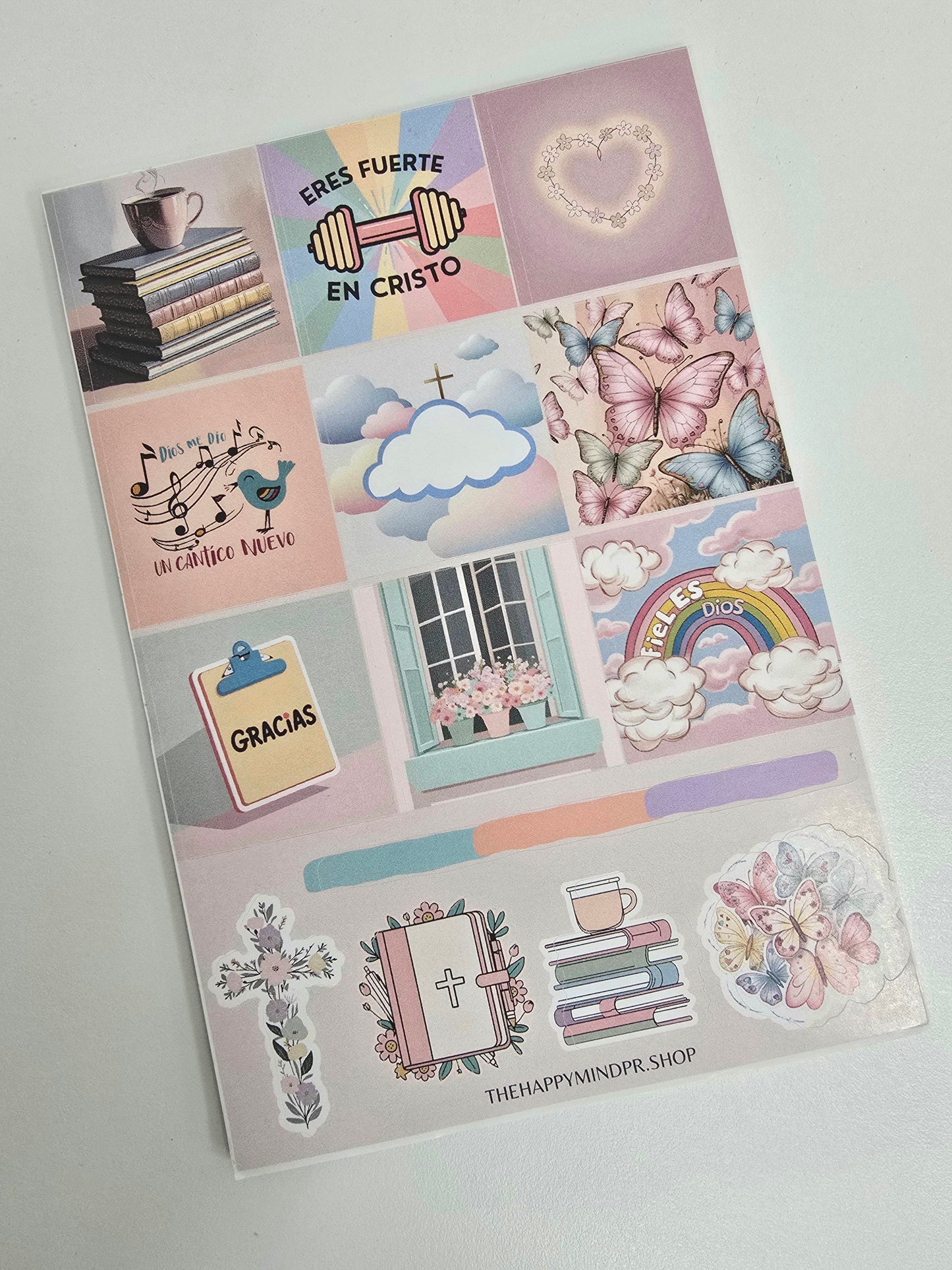 Kit de Stickers (5 Hojas) "Fe & Primavera" Para Agenda/Journal/Libretas