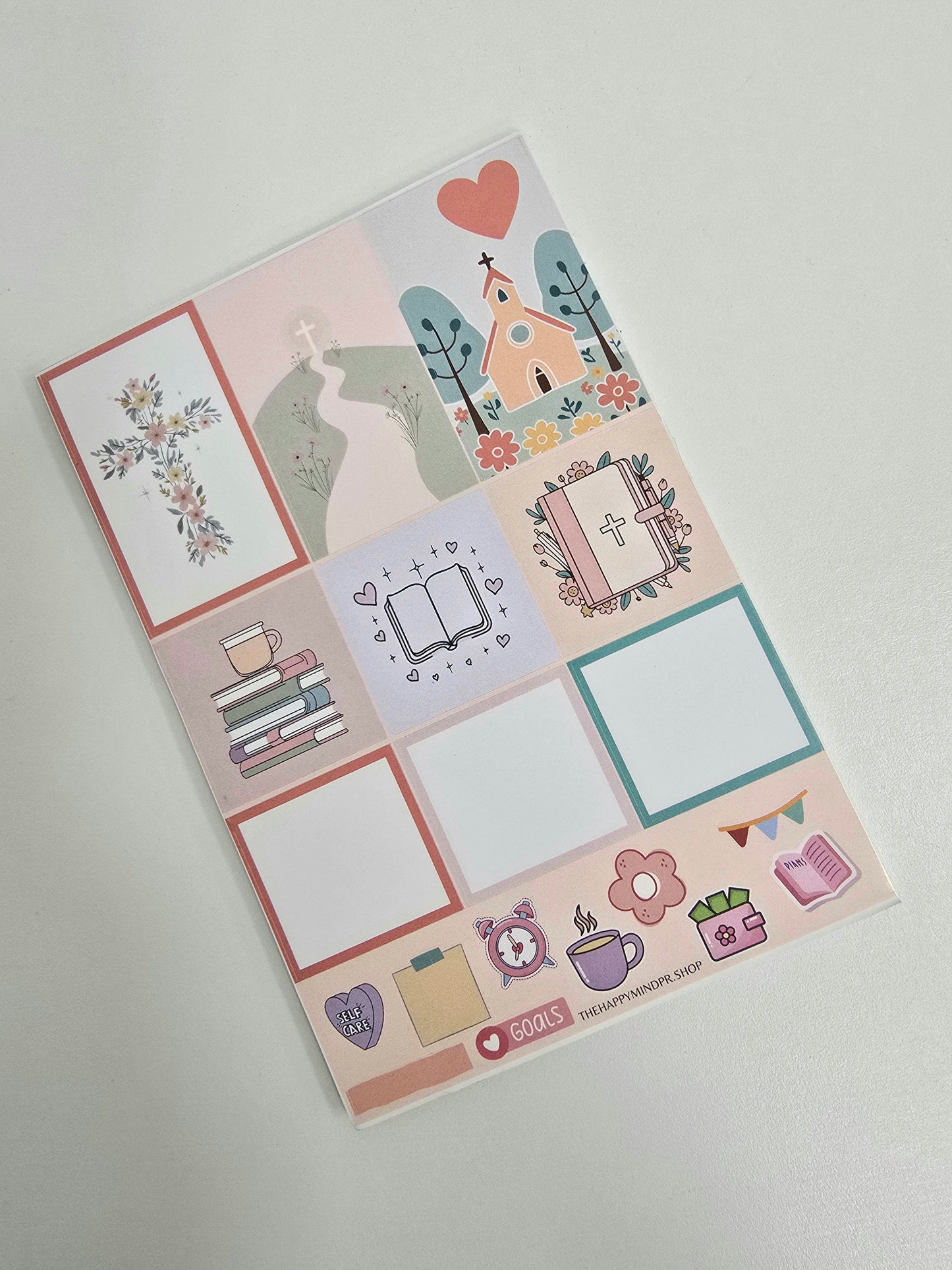 Kit de Stickers (5 Hojas) "Fe & Primavera" Para Agenda/Journal/Libretas