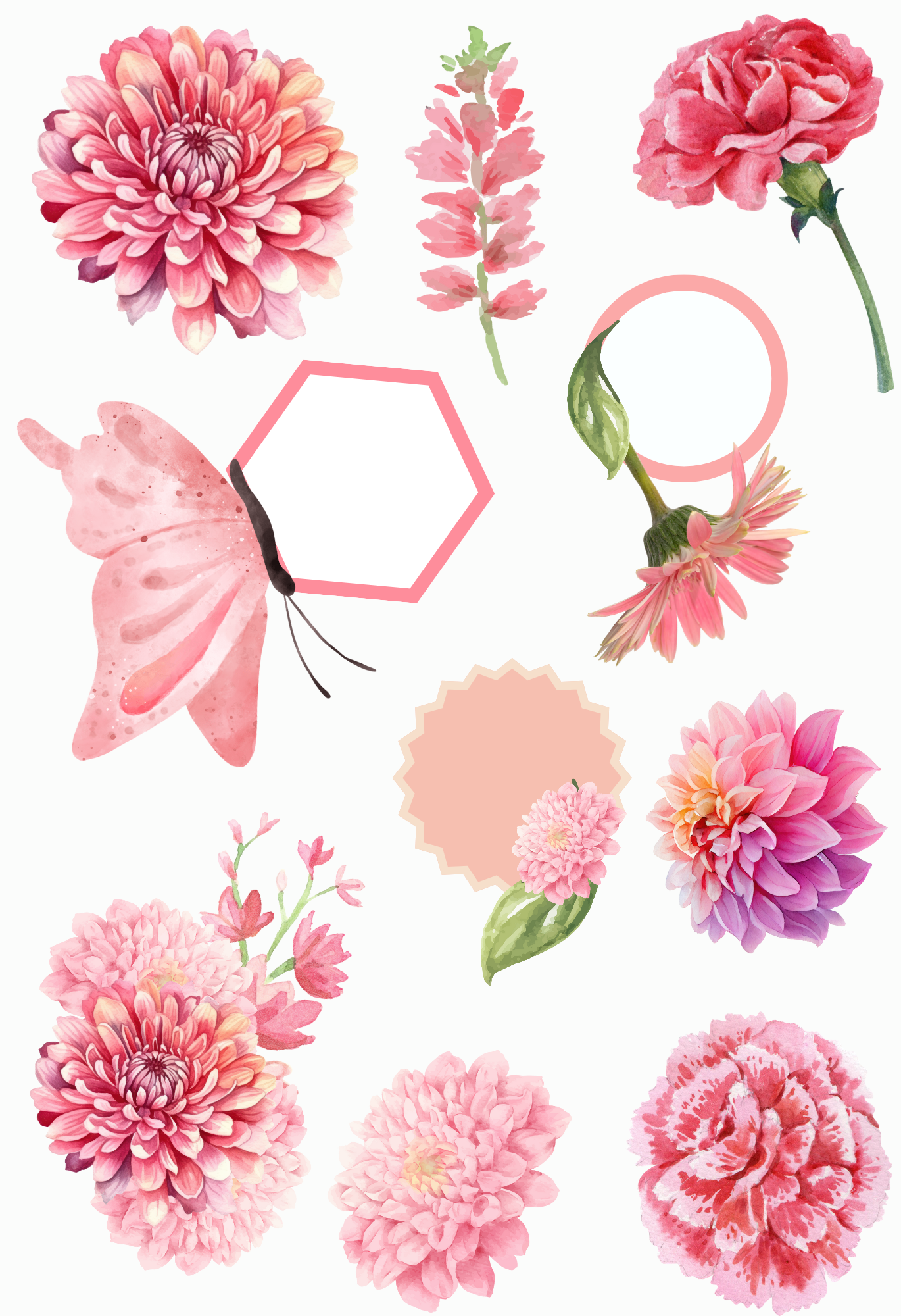 Kit de Stickers (5 Hojas) "Floral" Para Agenda/Journal/Libretas/Calendario