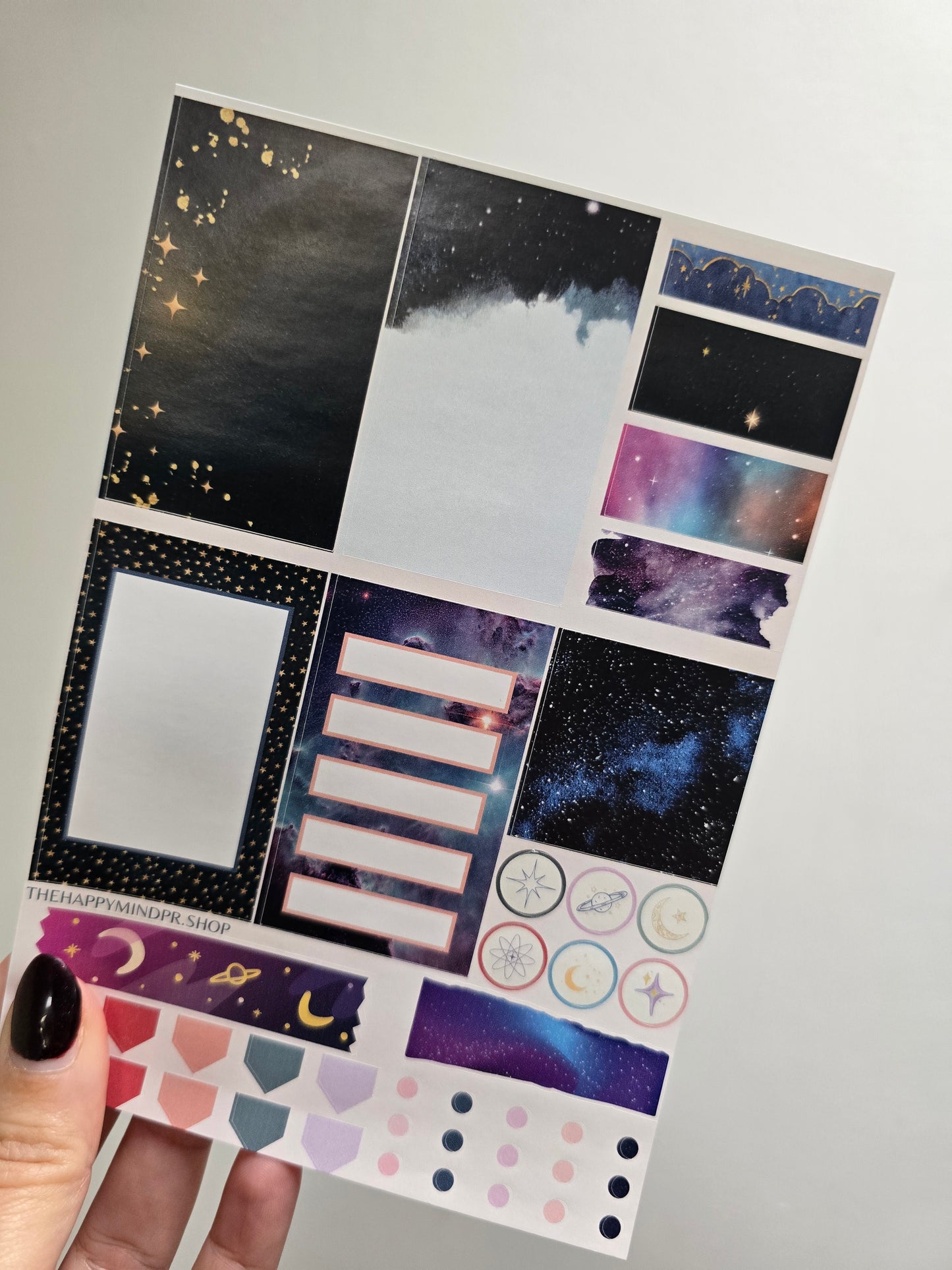 Set de Stickers (5 Hojas) "Galactic" Para Agenda/Journal/Libretas