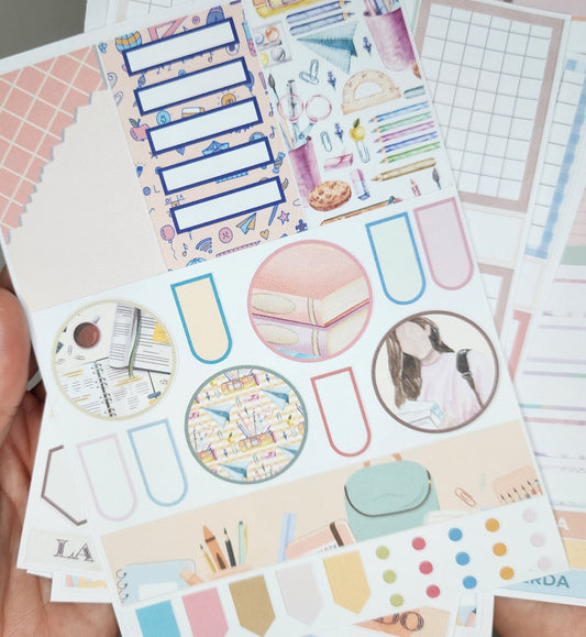 Kit de Stickers (5 Hojas)  Funcionales para Estudiantes y Profesionales-Ideal Para Agenda/Journal/Libretas/Calendario