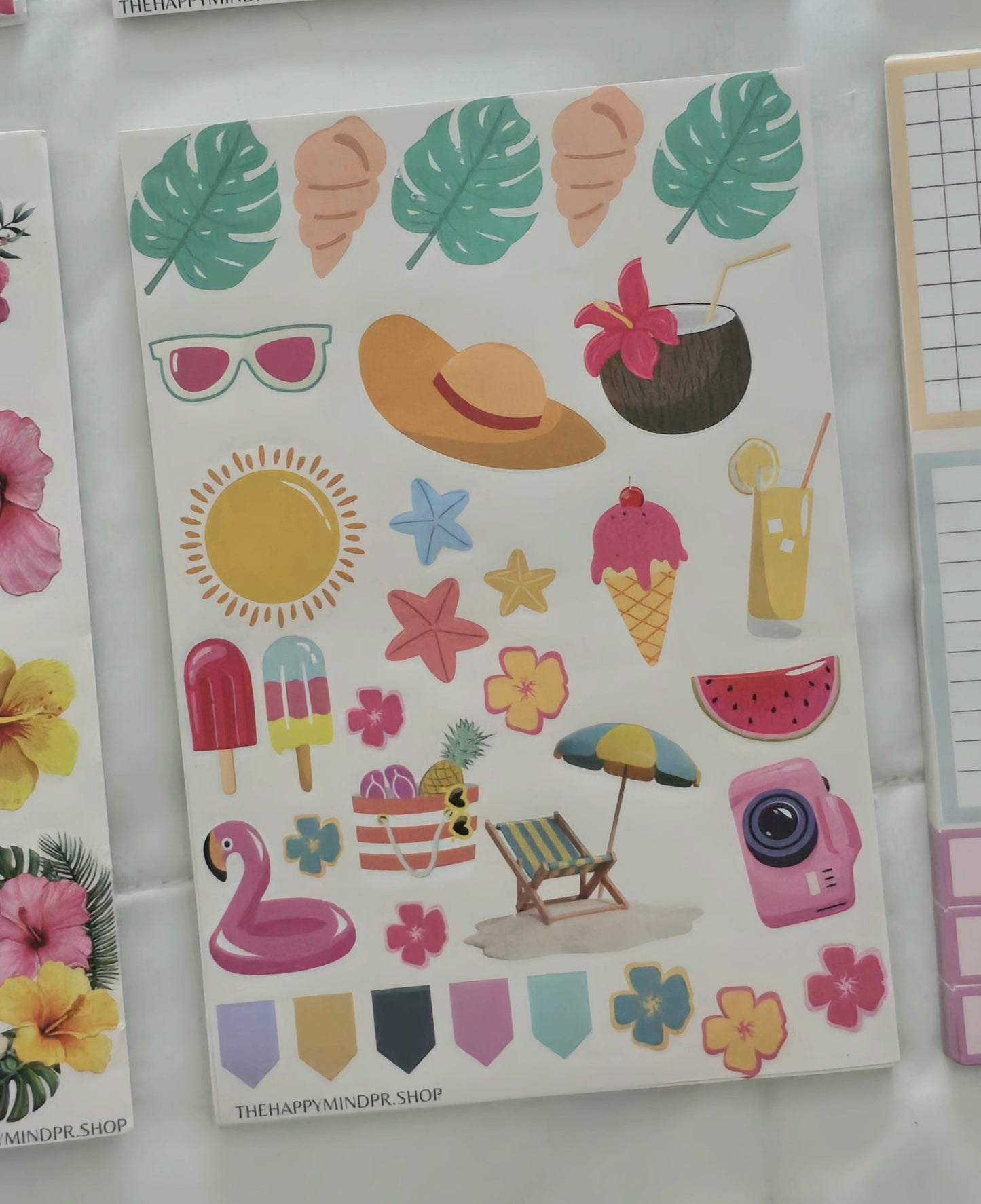Set de Stickers  (6 Hojas)  "Veraneo" Para Agenda/Journal/Libretas