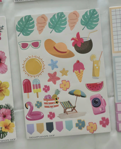 Set de Stickers  (6 Hojas)  "Veraneo" Para Agenda/Journal/Libretas