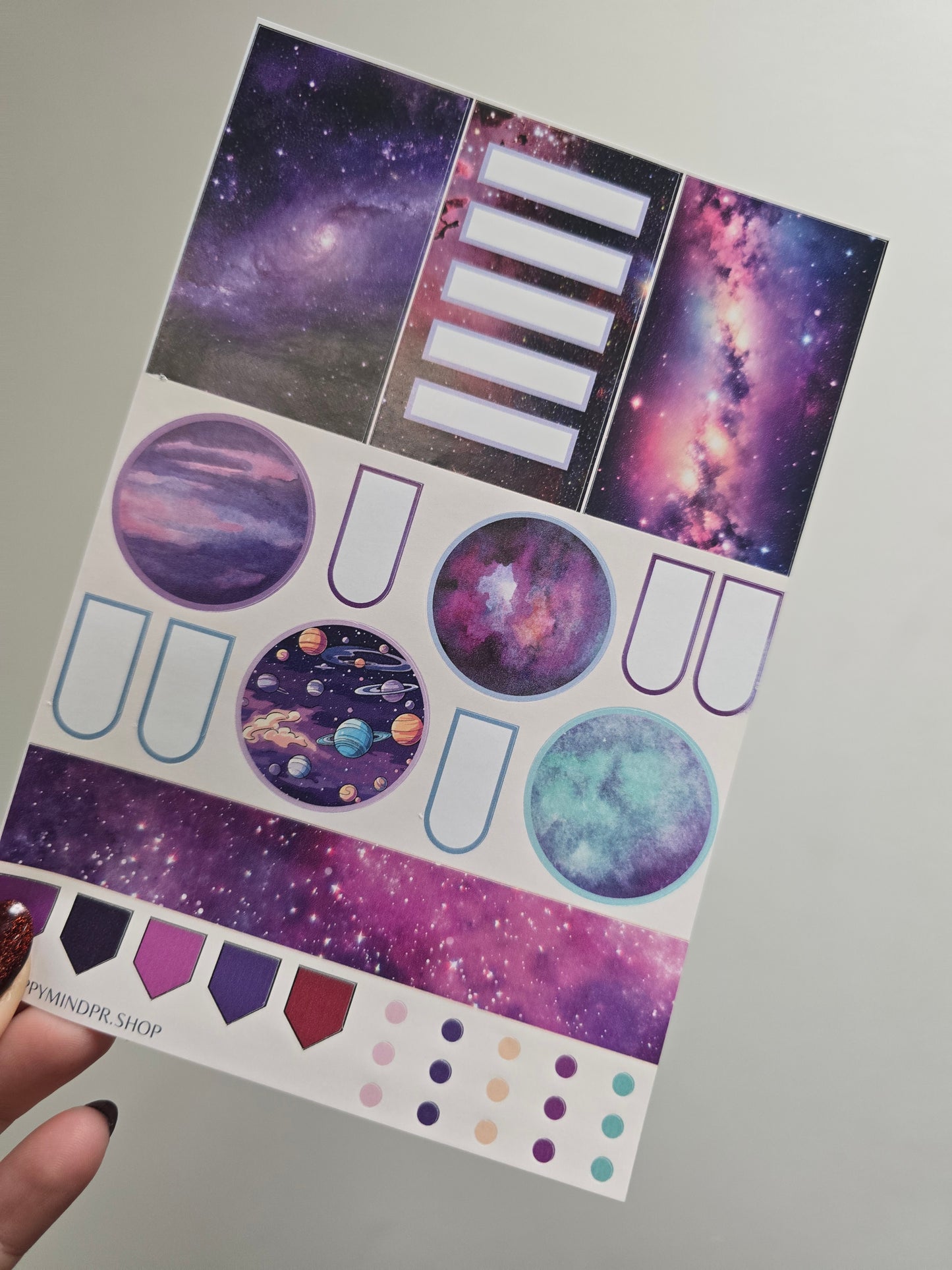 Set de Stickers  (5 Hojas)  "Galactic" Para Agenda/Journal/Libretas