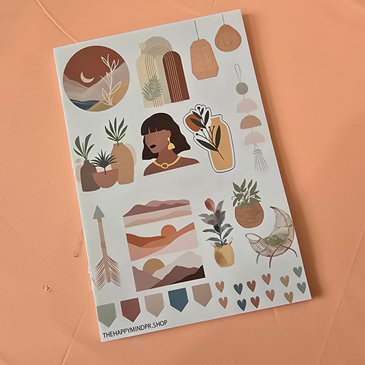 Kit de Stickers de 5 Hojas Boho Chic Para Agenda/Journal/Libretas/Calendario
