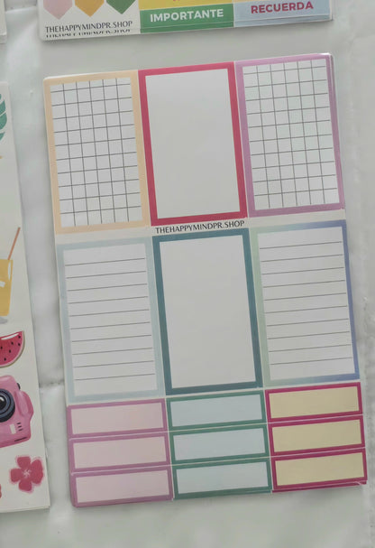 Set de Stickers  (6 Hojas)  "Veraneo" Para Agenda/Journal/Libretas