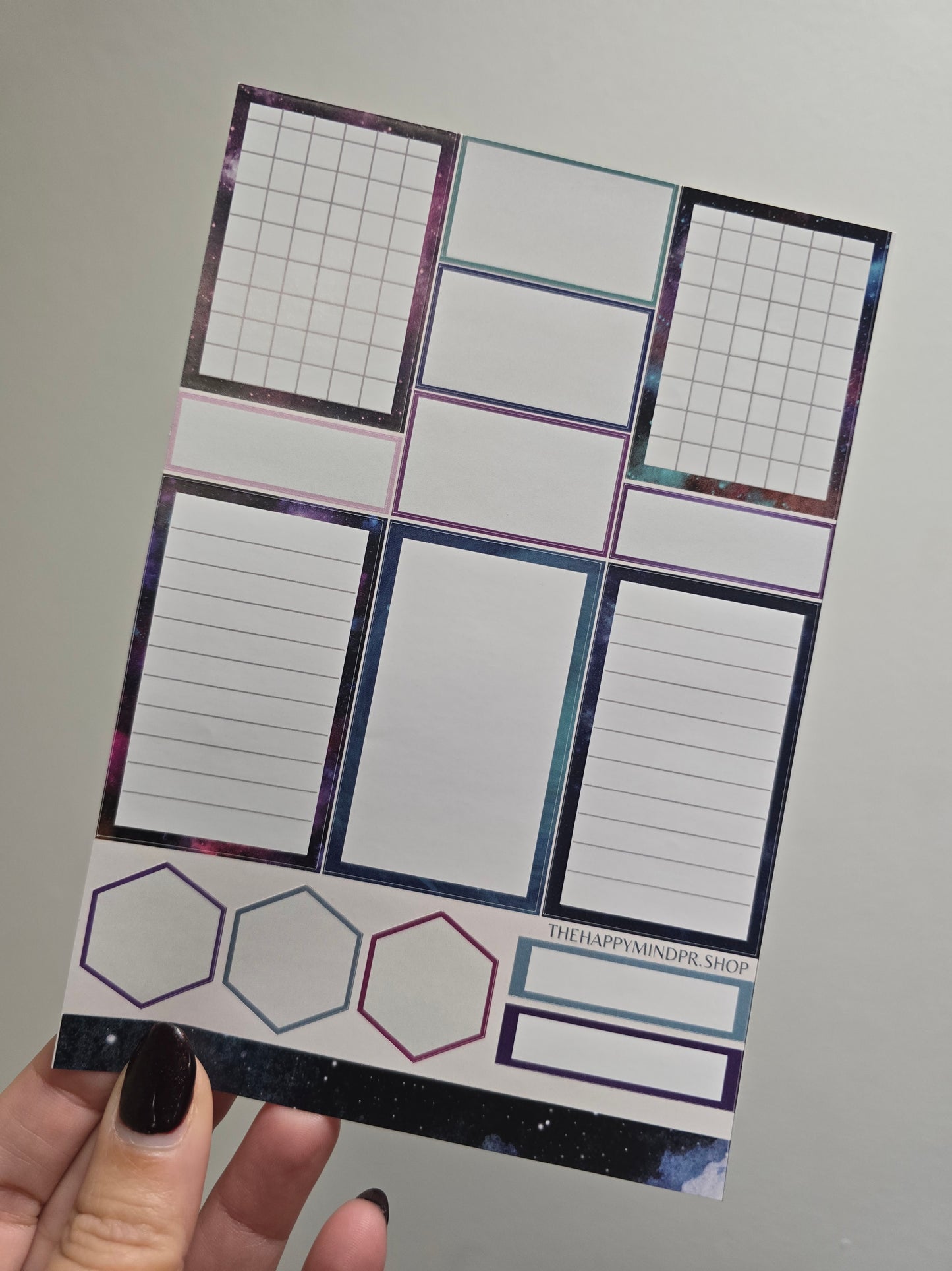 Set de Stickers  (5 Hojas)  "Galactic" Para Agenda/Journal/Libretas