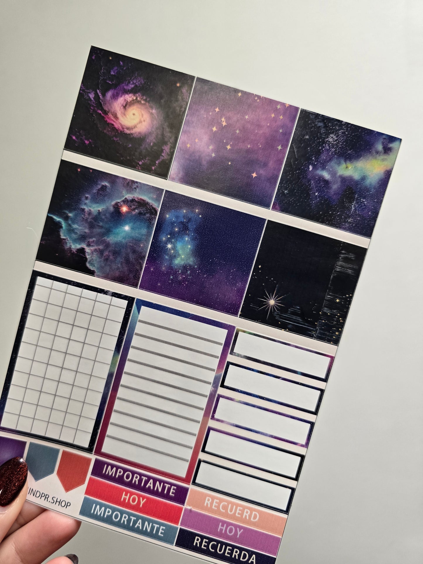 Set de Stickers  (5 Hojas)  "Galactic" Para Agenda/Journal/Libretas