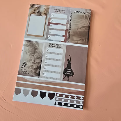 Kit de Stickers  (5 Hojas)  "Fe" Para Agenda/Journal/Libretas