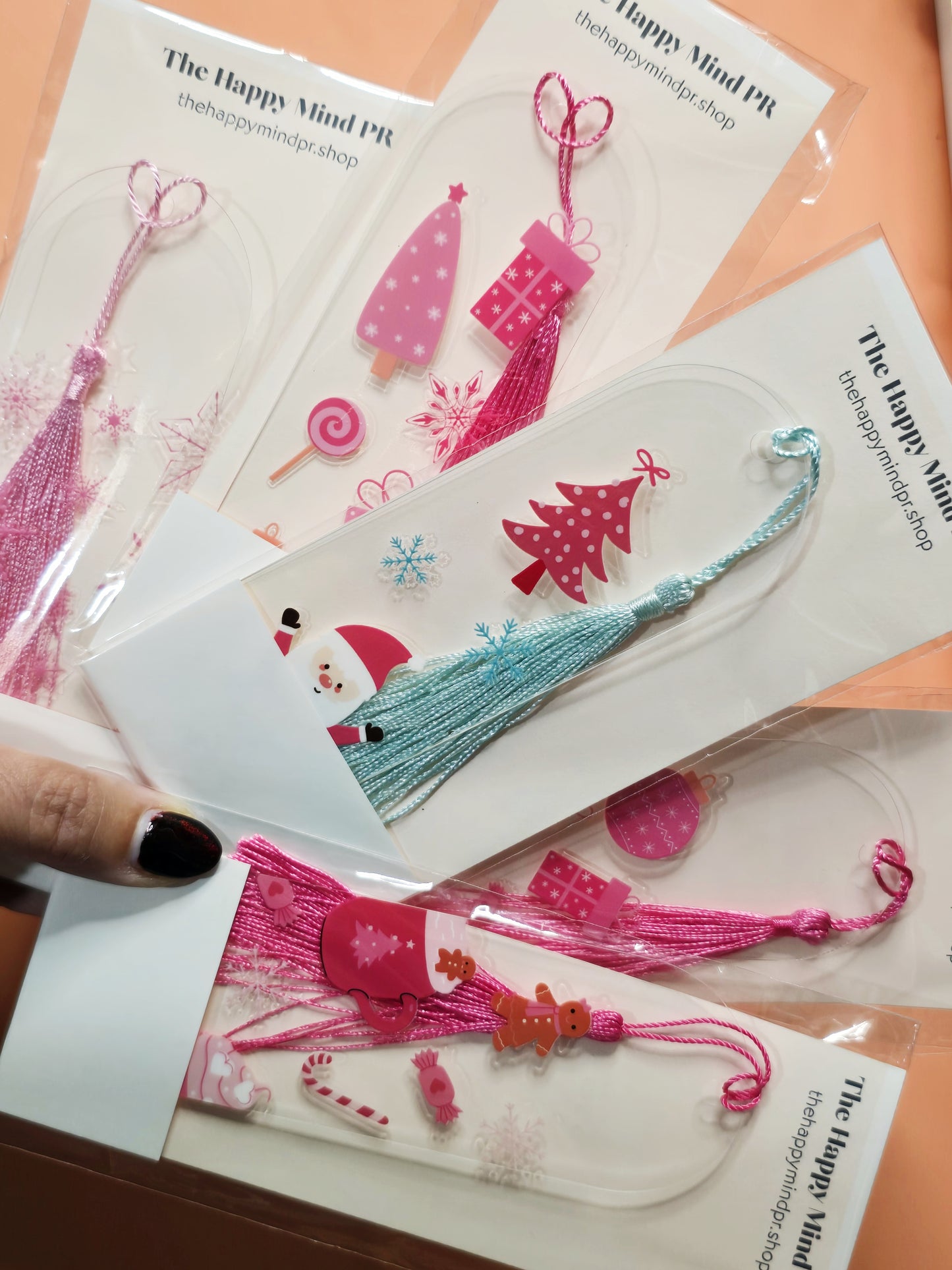 Bookmarks Acrílico Navidad Rosado