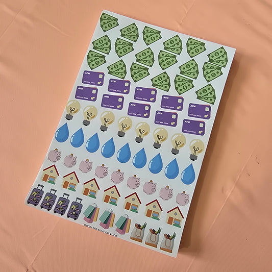 Hoja de Stickers  "Budget" Para Agenda/Journal//Planner de Presupuesto/Libretas