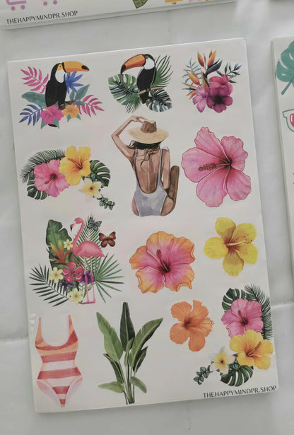 Set de Stickers  (6 Hojas)  "Veraneo" Para Agenda/Journal/Libretas